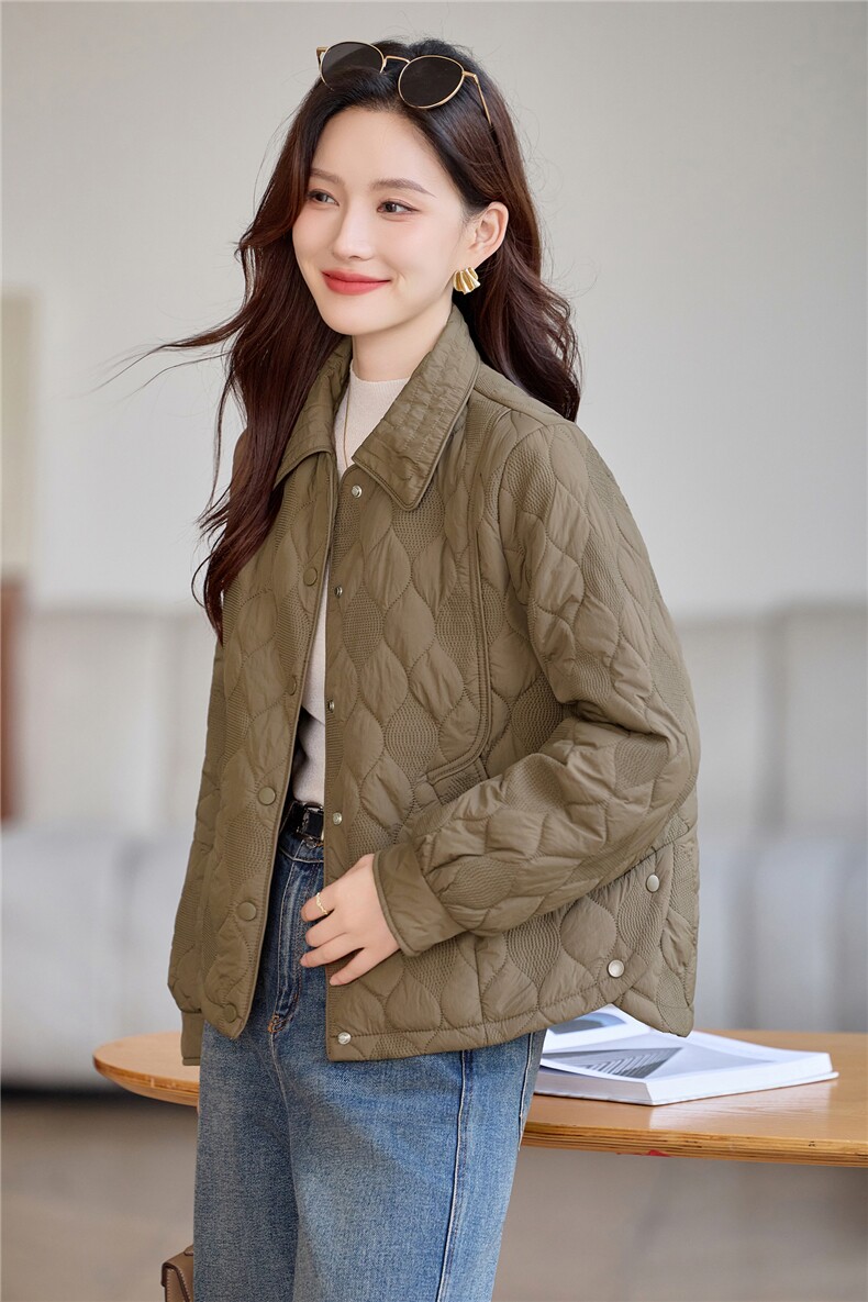 现货!2025年冬季时尚夹棉加厚翻领宽松女外套,女装棉衣/棉服,依恋蒂丝