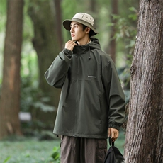 SJ-217-2-JK24172秋季连帽宽松情侣夹克男防水冲锋衣山系大码外套，男装夹克，星座217-2