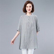 衬衫女中袖2021新款气质衬衣套头时尚直筒碎花，女装衬衫，悦见她