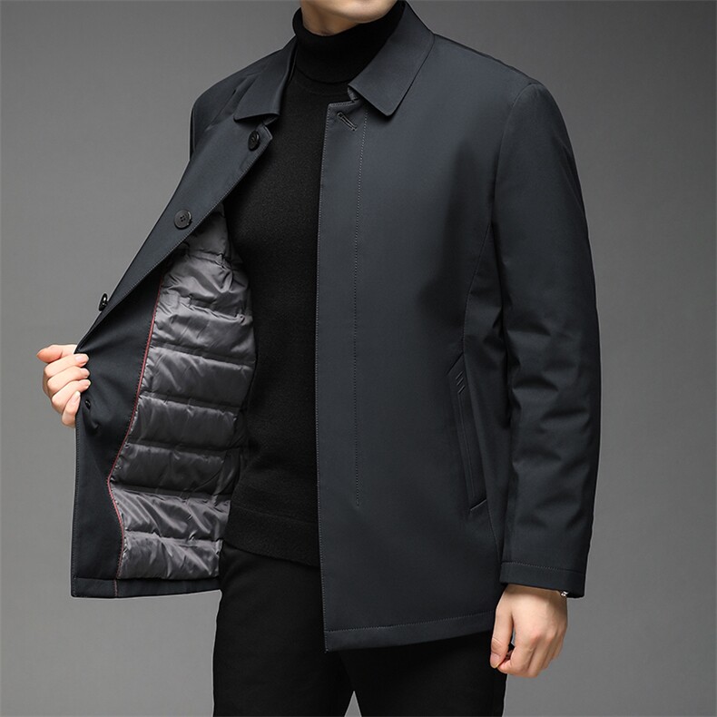 中年男士商务休闲羽绒服爸爸装冬季新款加厚保暖男装白鸭绒外套,男装羽绒服,电商B212（原钱塘6029）