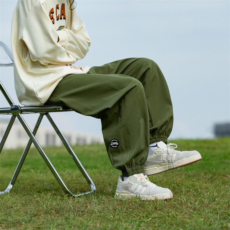 纯棉束脚休闲长裤男士宽松潮牌九分运动工装卫裤子春秋款图片