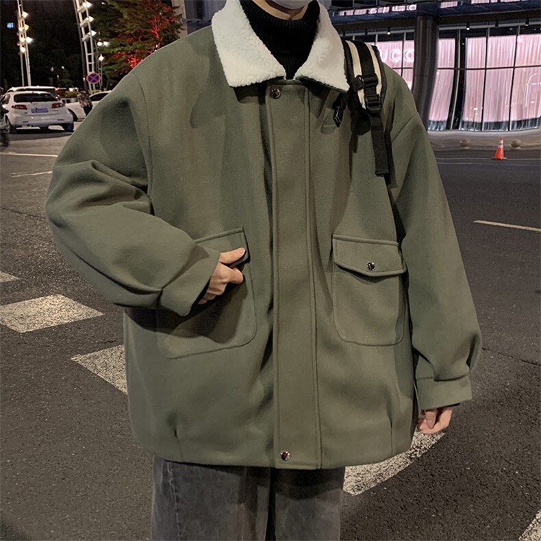 冬季潮流宽松羊羔绒棉衣外套男加绒工装夹克棉服上衣W5927-P75,男装夹克,星座512-2