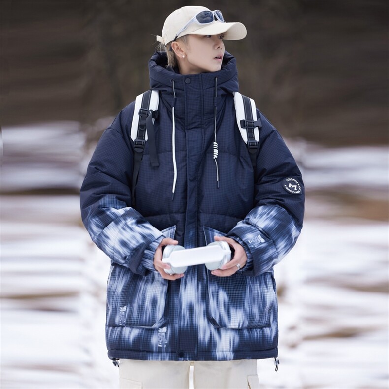 雪景冬季防寒白鸭绒连帽迷彩渐变男士羽绒服外套大衣Y90311P230,男装羽绒服,星座309（原A406）