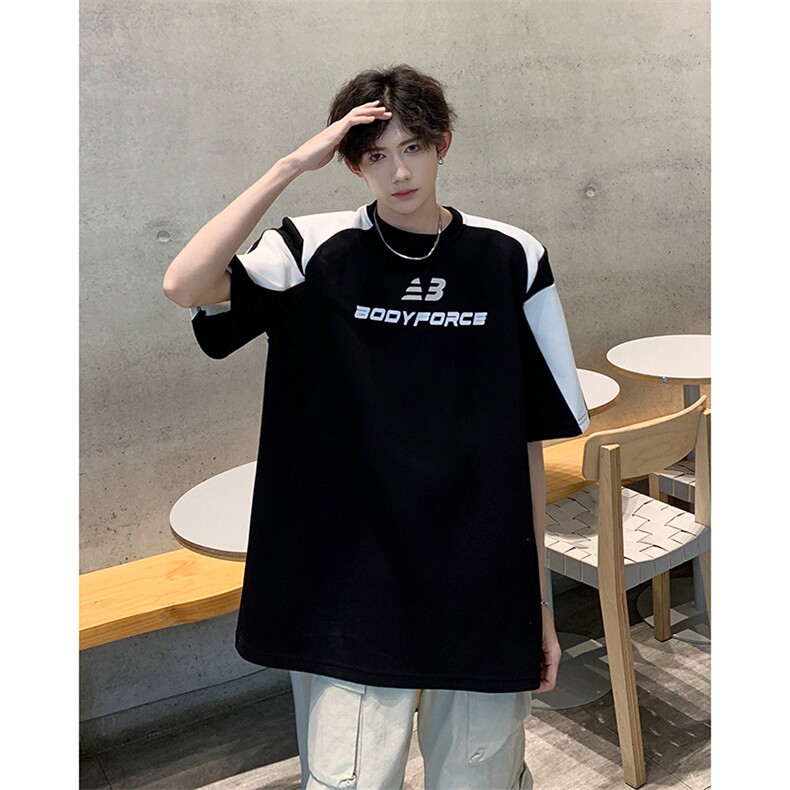 设计感拼色印花短袖T恤男夏季宽松休闲半袖潮流上衣T306-P45控68，男装T恤，星座310A-3