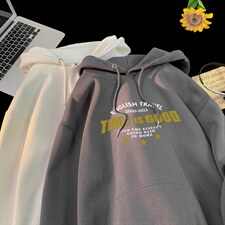 网红珍惜时间印花正能量连帽卫衣，男装卫衣，星座310A-4