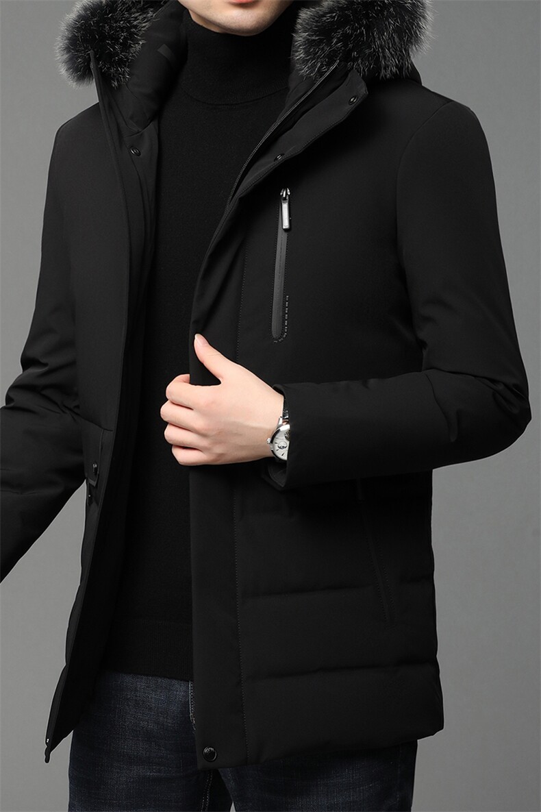 B8286钱塘2020-1冬季男士连帽中长款羽绒服高端90白鸭绒P340,男装羽绒服,钱塘207-1