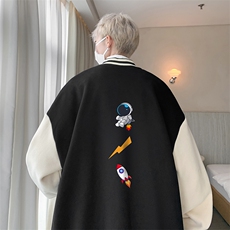 摇粒绒棒球服男大码开衫卫衣男夹克BF86165-P65，男装夹克，电商A040