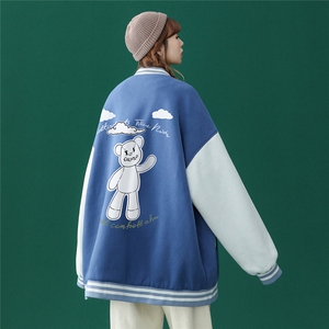 2022春季新品百搭简约卡通印花夹克休闲棒球服外套潮 G94 P65控78图片