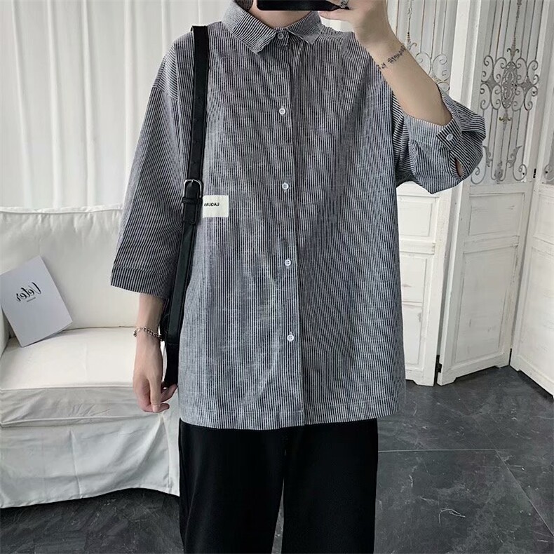 七分袖衬衫春款男港风潮流C29P32,男装衬衫,星座1116-2