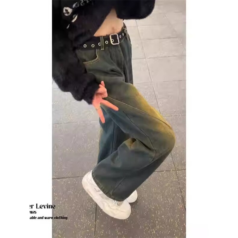 美式复古蓝牛仔裤男生新款裤子潮牌高街宽松休闲微喇裤NZ736,男装牛仔裤,星座208-5