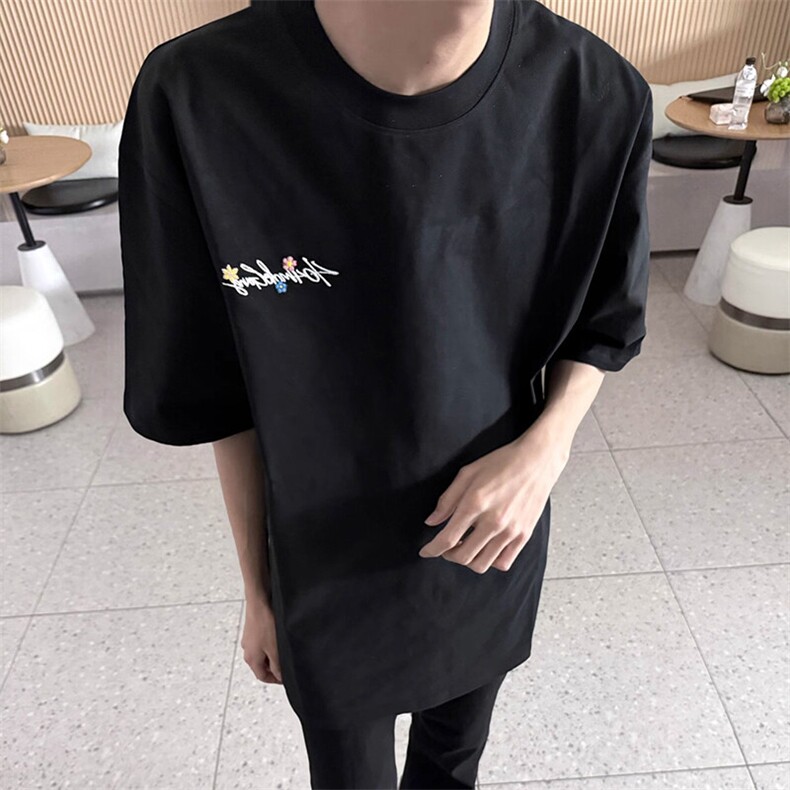 万针全刺绣工艺抖音得物高品质260克重磅纯棉双纱美式高街短袖T恤图片