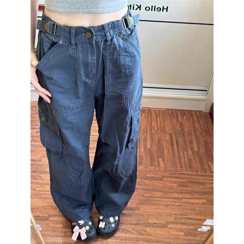 多口袋工装裤欧美炸街裤子小众设计感宽松直筒休闲裤XXS64，男装工装外套，星座208-5