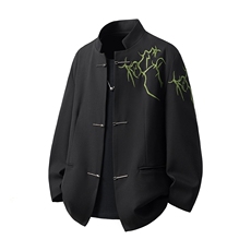 可二开白底「折棘」荆棘立体绣大码M-5XL中式西服XF78058P90控139，男装西服，星座227-7