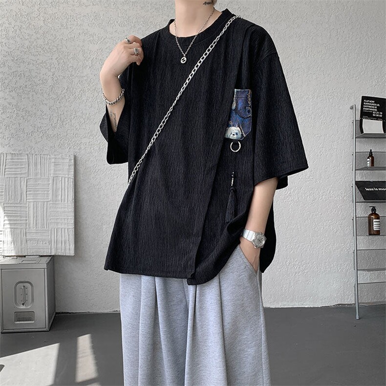 T10121-特批30控58百搭小熊吊坠冰丝短袖T恤夏季新款高品质大码,男装T恤,电商A059
