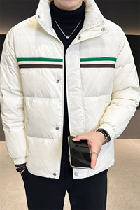 新标90绒冬季羽绒服男短款保暖条纹立领外套 A313-28087-P210图片