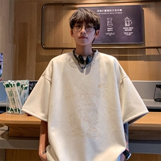 ！2025夏季新款男士烧花麂皮绒短袖T恤半袖TL2407特P26控48，男装T恤，电商B220