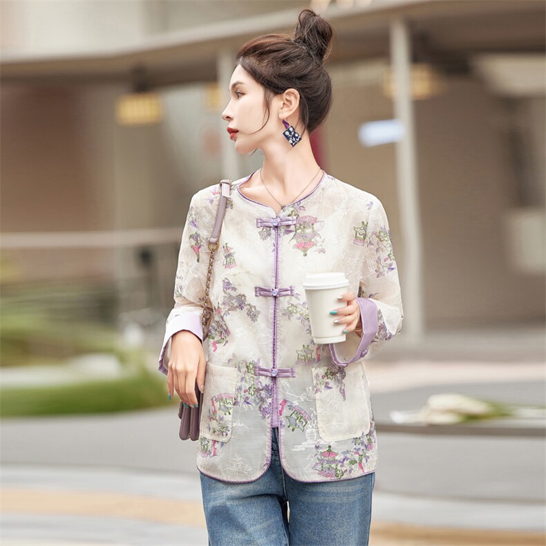 新中式外套女春夏小个子宽松薄款减龄漂亮洋气刺绣盘扣防晒衣,女装防晒衣,难舍钰依