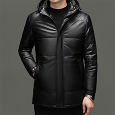BG-X5603冬季男士海宁真皮羽绒服山羊皮风衣鹅绒内胆百搭外套，男装风衣，电商B360A（原721A）