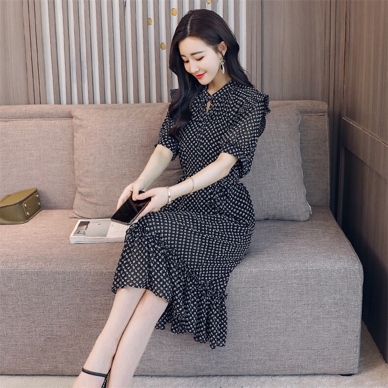 甜美波点韩版潮流时尚百搭2020年夏季连衣裙休闲显瘦修身气质,女装连衣裙,众宇琦