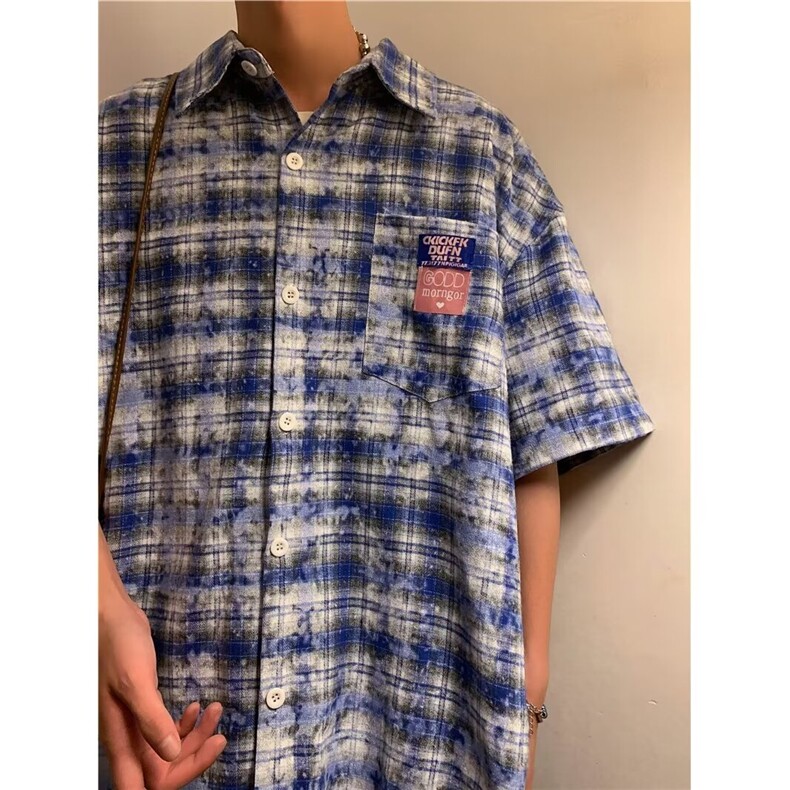 夏季短袖格子衫衬衫C791p38,男装衬衫,星座1013