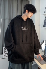 W02042-P58秋季新款380克大码连帽麂皮绒刺绣套头卫衣M-6XL，男装卫衣，星座109