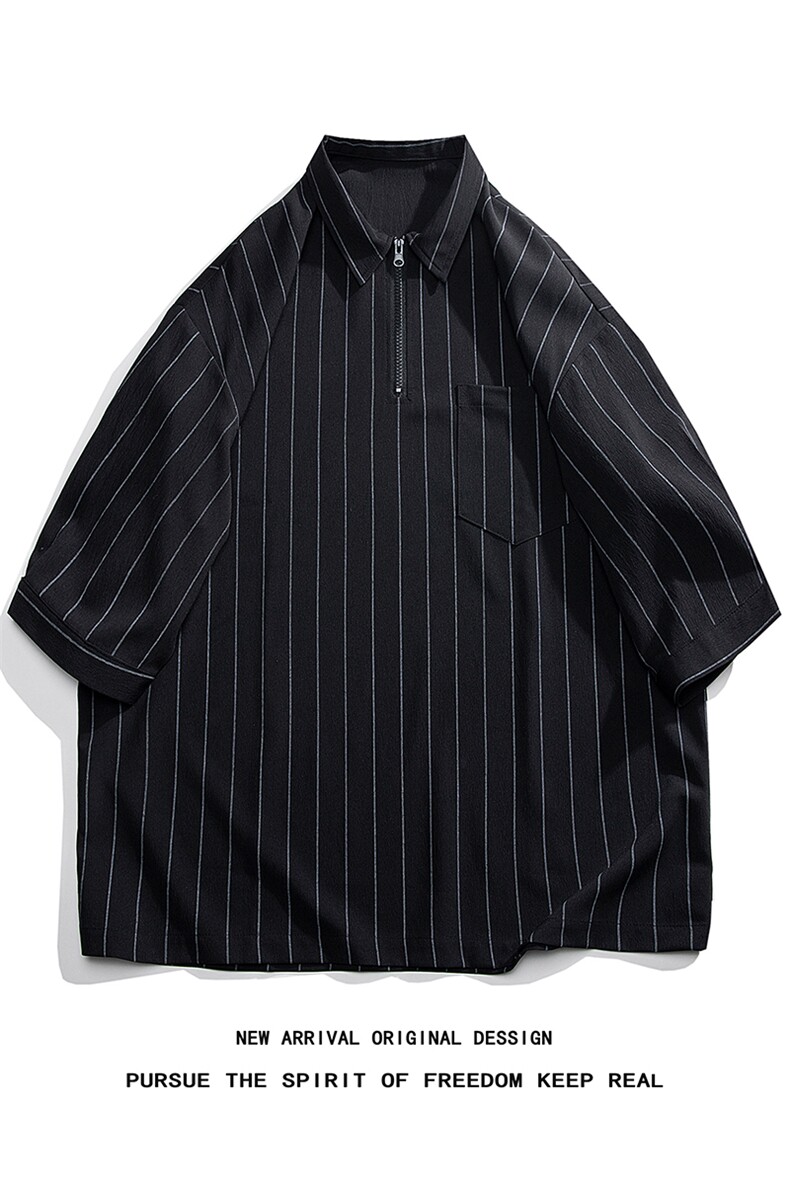 C8080/P35新款夏季个性条纹polo衫衬衣男大码宽松衬衣简约上衣男,男装Polo衫,电商A141