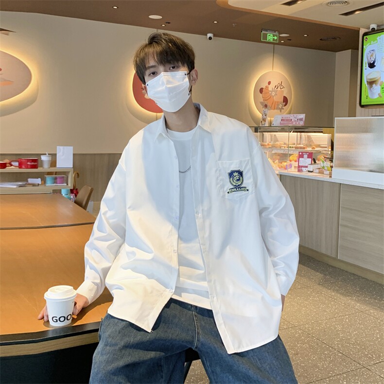 S01-P35学院风宽松型长袖衬衫,男装衬衫,星座1501-1