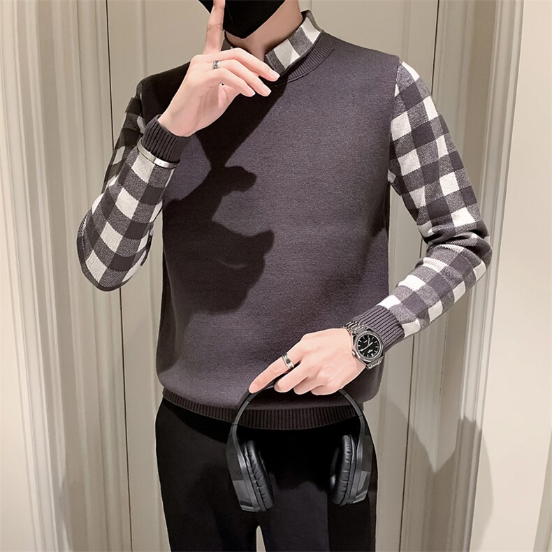 2025年秋季男款修身休闲假两件针织衫毛衣打底M07-P78控108,男装T恤,电商D327