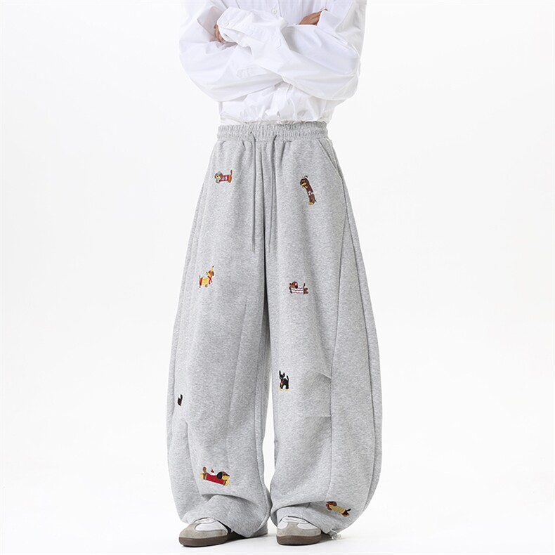 【现货】XZ1218(原611-3)BKW08特价P52美式小狗刺绣休闲卫裤,男装休闲裤,星座1218（原611-3）