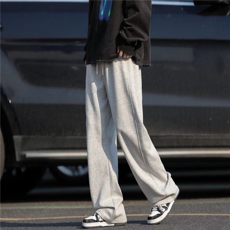 美式灰色裤子男女垂感休闲裤高街嘻哈宽松直筒裤DK20-P35,男装休闲裤,星座1109-3