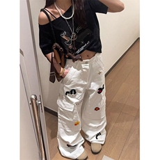 刺绣阔腿牛仔裤女夏季新款宽松显瘦垂感休闲直筒拖地裤N6083，男装牛仔裤，星座1116A（原606A-3）
