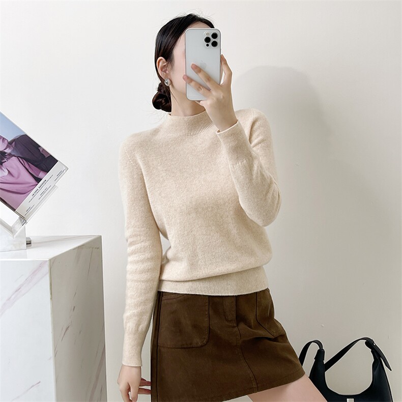 2025年秋季一线成衣半高领时尚百搭通勤，女装羊毛衫，浙麦羊绒
