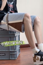 新款五分短裤男港风夏季休闲百搭拼接运动短裤CK2402-P28控48，男装牛仔裤，星座717