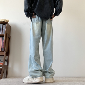 S-3XL夏季薄款冰丝裤直筒宽松破洞牛仔裤310A-2BK312p55控78,美女穿踩脚裤穿搭图片
