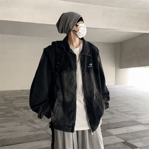 美式水洗牛仔外套男女春秋宽松夹克痞帅潮牌情侣上衣J0245-p65图片