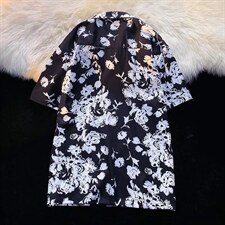 男夏季冰丝四面弹宽松古巴领短袖夏威夷衬衫C093P35，男装衬衫，星座1116-2