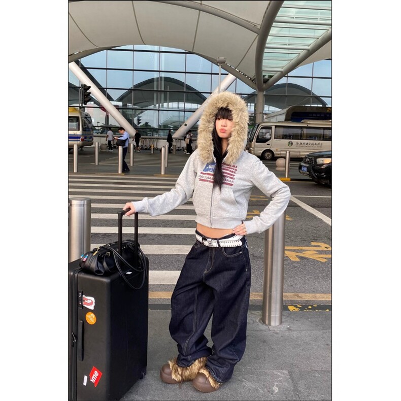 美式覆古设计感字母刺绣牛仔裤男女宽松百搭潮流百搭直筒长裤,男装牛仔裤,四季星座505