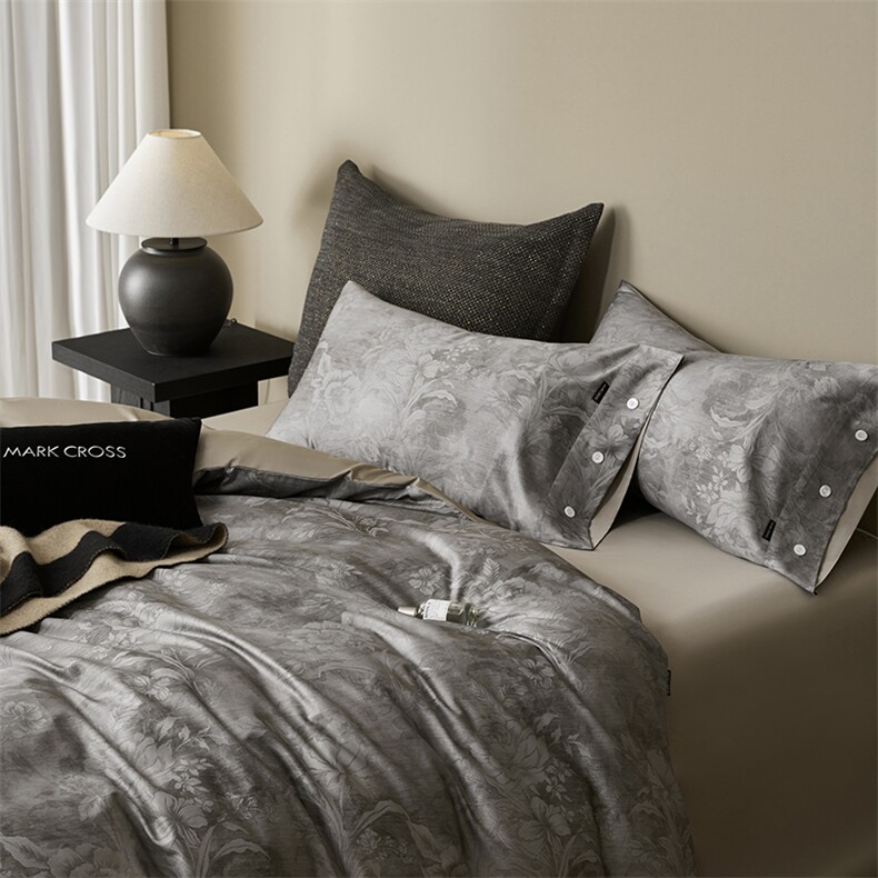 新款时尚轻奢纽扣印花全棉四件套，被套/被芯，一起卖家纺