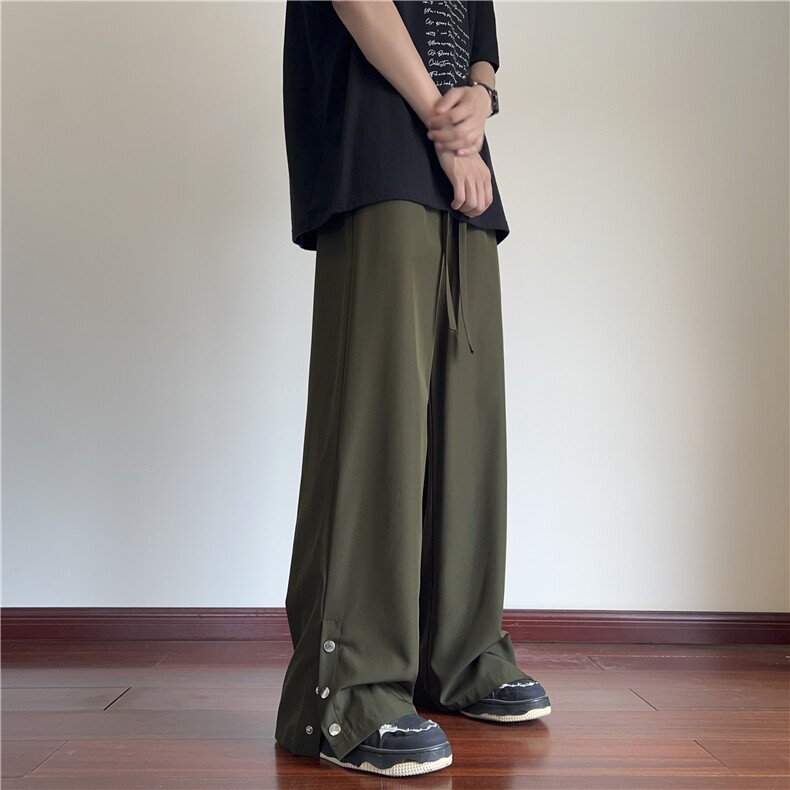 抖音品质潮流双色透气冰丝排扣宽松休闲裤B315-K24137-特p35控68,男装休闲裤,电商B315
