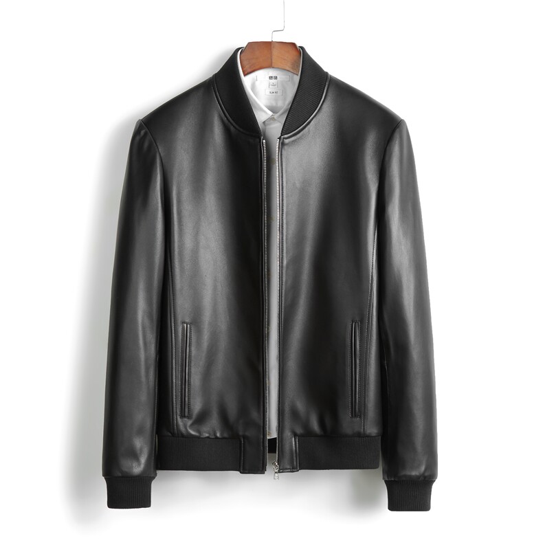 L57A01海宁真皮皮衣男绵羊皮外套棒球服潮款简约夹克P390，男装皮衣，电商B360