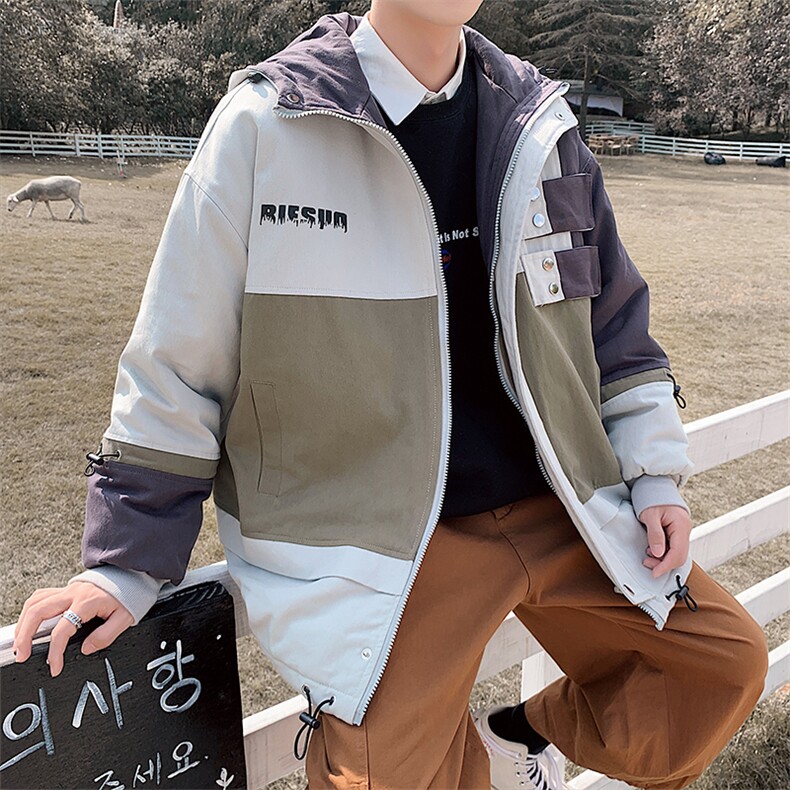 20新款男女情侣夹克撞色拼接上衣学生薄款外套潮504-W016-P80,男装棉衣,星座504