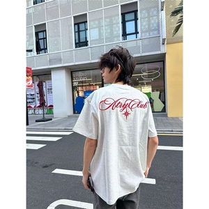 重磅潮牌北极星刺绣短袖T恤男夏季新款高街oversize宽松休闲上衣，男装T恤，星座1210-1