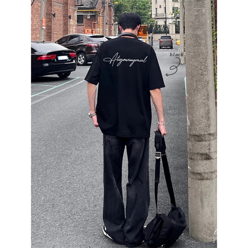 潮牌高街印花短袖T恤XT7102-TP1529港风宽松220g纯棉半袖男,男装T恤,电商A102