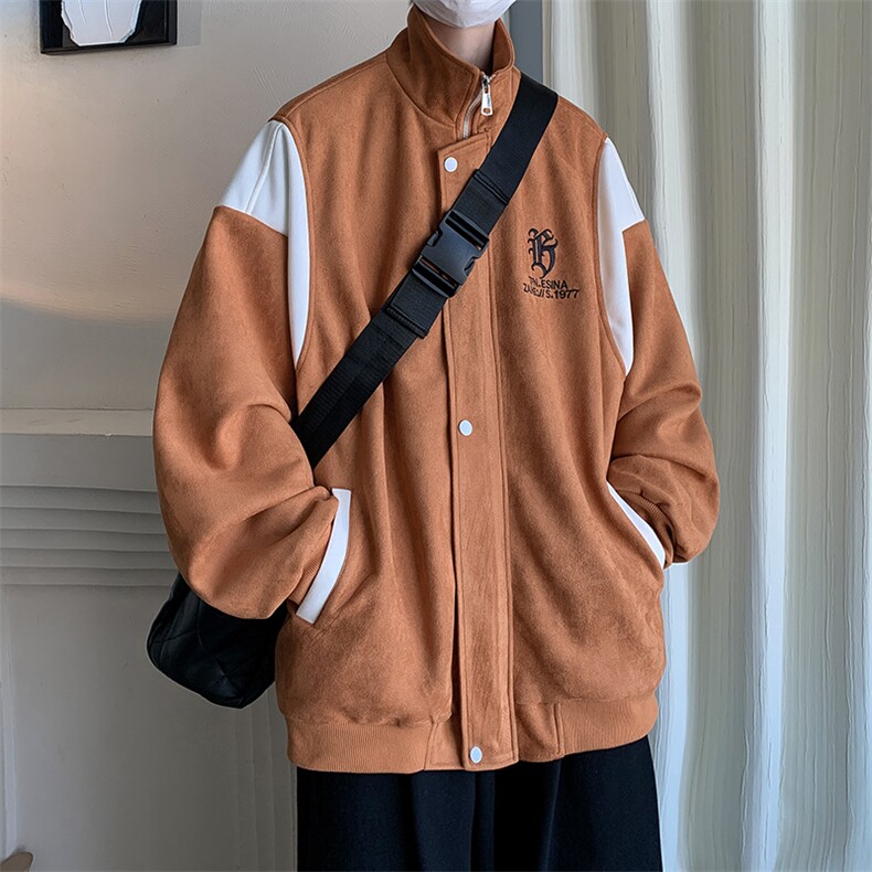 特P76控12824/秋季重磅鹿皮绒美式刺绣翻领夹克外套JK2309,男装夹克,电商B370