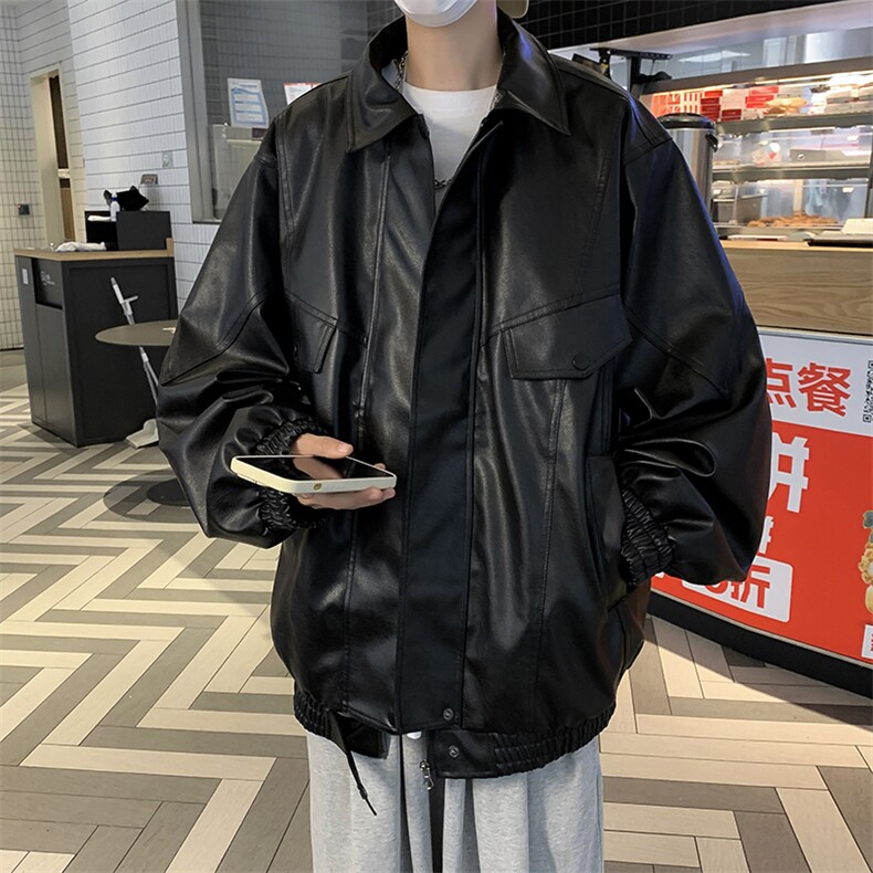 高品质秋款男皮衣工装拉链皮带大口袋皮夹克外套JK700P75,男装夹克,星座1013-1