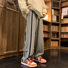 ！春季新款休闲裤条纹织带运动裤直筒裤313A-1-NK90-P65控78，男装休闲裤，星座808A-1