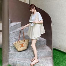 休闲蕾丝西装马甲短裤套装女夏新款小个子轻薄三件套爆款显瘦流行，女装套装/套裙，2B237