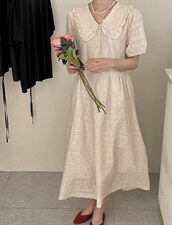 蕾丝大领子连衣裙，女装连衣裙，HJ