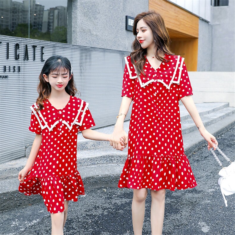 时尚潮流舒适连衣裙短袖2021年夏季个性气质亲子装，女装连衣裙，安之芮娜