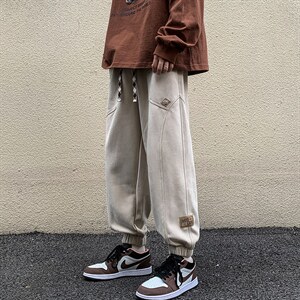 2024秋冬新款 港风 宽松麂皮绒束脚休闲裤运动裤K239-P52图片